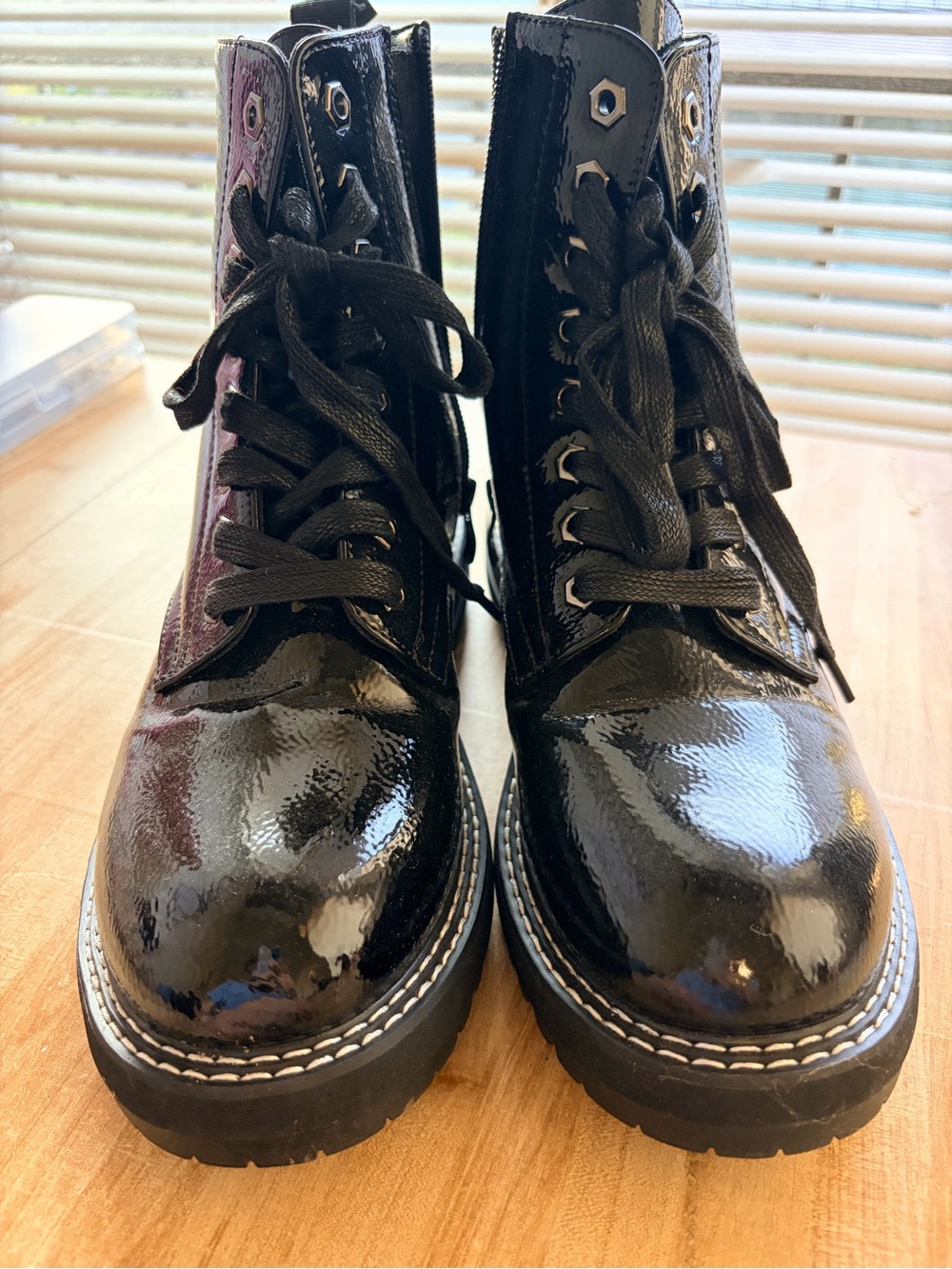 Women's Black Lacquered Dune Boots